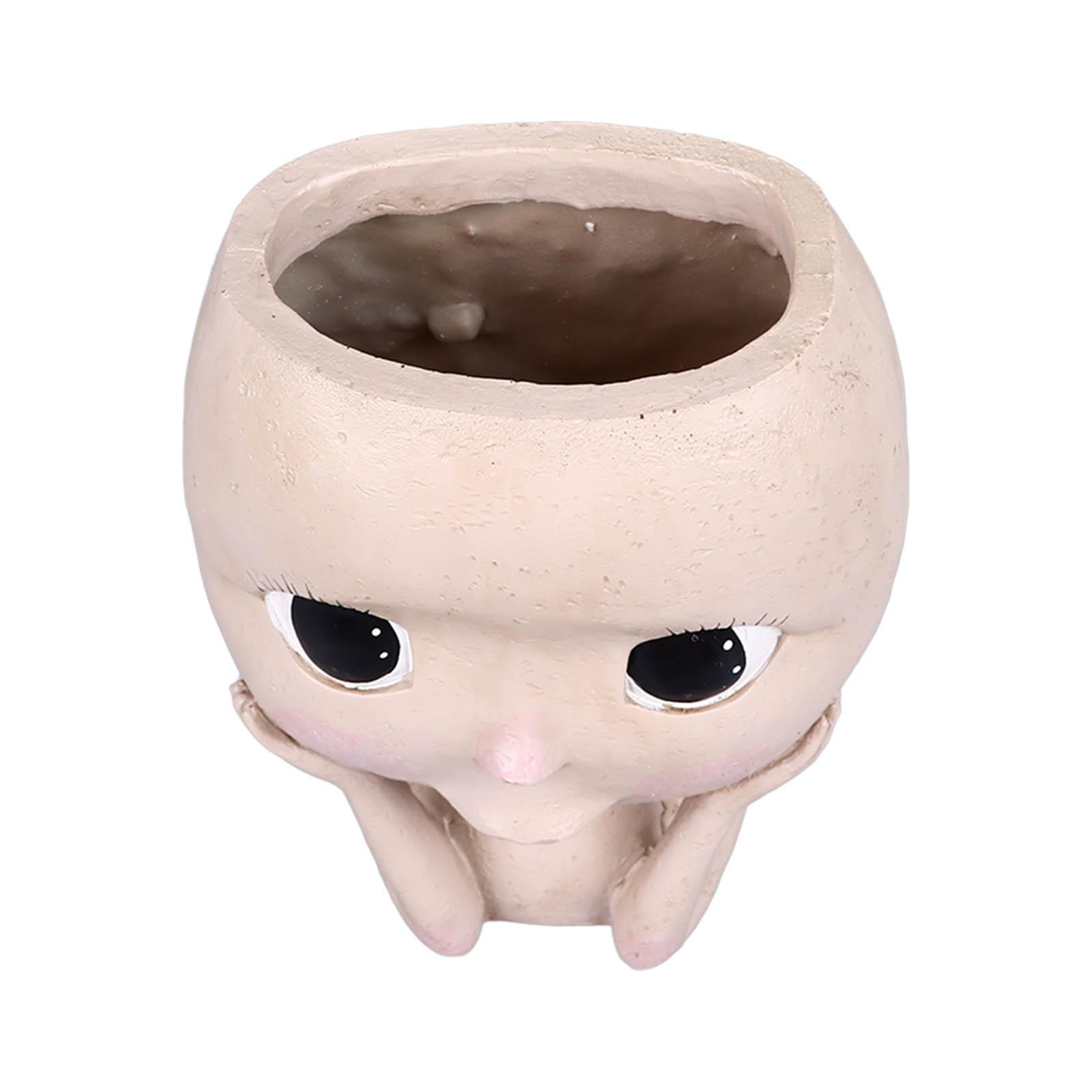 Face Planter Pots Large Resin   Planter with Drainage Holes for Cacti Indoor Outdoor Home Decor Gift