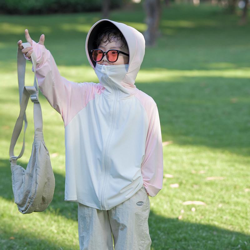 Children's sunscreen clothing 1011 new summer ice silk light boys and girls baby brim removable sunscreen clothing jacket