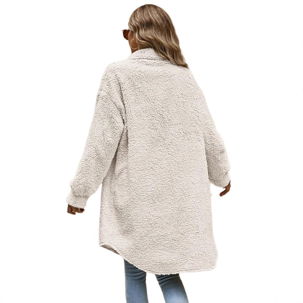 New Winter Snap-front Pullover Plush Coat - Loose and Elegant Long Coat for Women