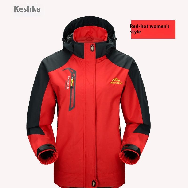 Женская ветрозащитная куртка, водонепроницаемая легкая горная спортивная куртка с капюшоном, ветровка, дождевик M красный