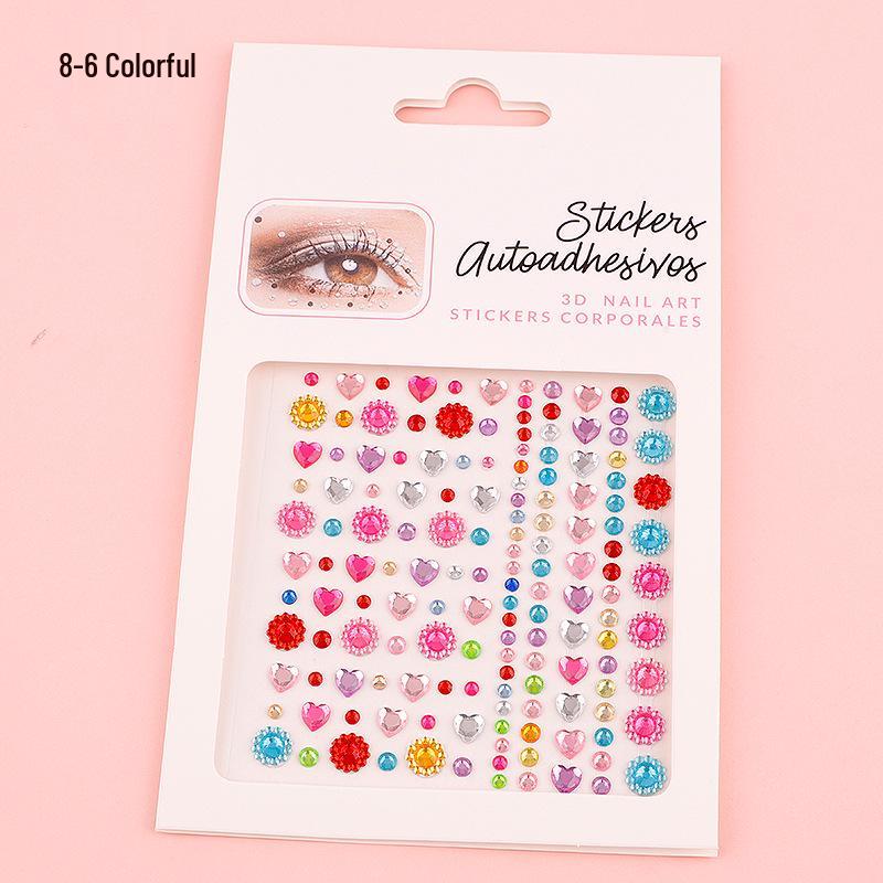 DIY Cross-Border Face, Eye, Brow, and Nail Decor Stickers with Pearls and Diamonds