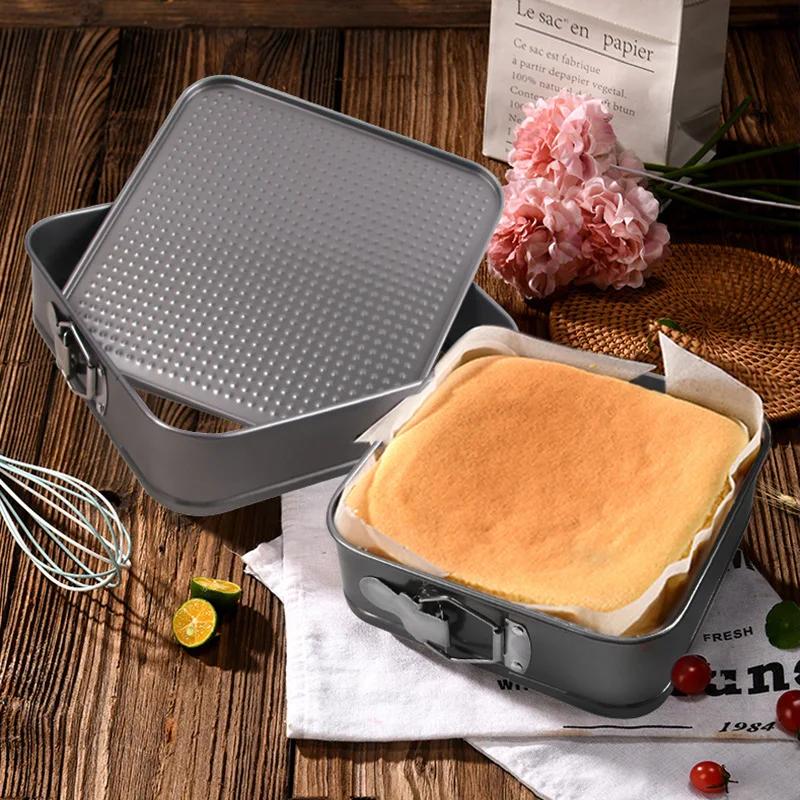 18-26cm Square Shape Cake Tins Mold Non Stick Baking Bake Trays Pan Kitchen Dining Bar Bread Loaf Pate Toast Cakes Movable Pan