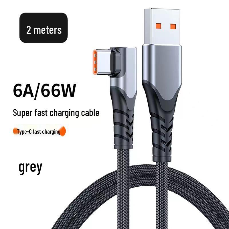 Type-C Elbow 6A Fast Charging Cable for Mobile Gaming and Super Fast Charging