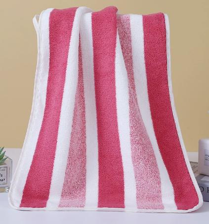 Wide Striped Coral Fleece Towel