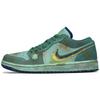 Air Jordan 1 Abrasion Resistant Low Top Vintage Basketball Shoes Men's Green IH0648-141(Team96-)
