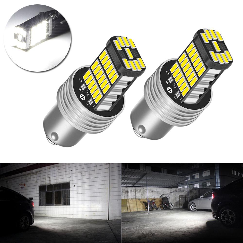 2Pcs 12V LED Reversing Lights Fog Light Turn Signal Brake Lamp P21W BA15S 1156 7506 Xenon White 6500K 4014 45 PCS LED Chips