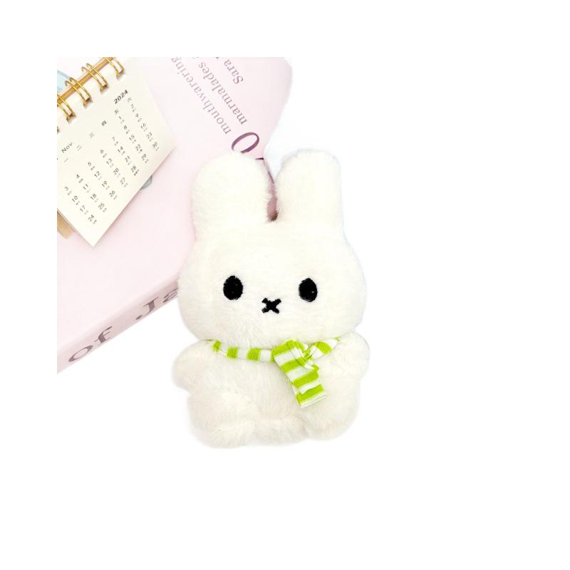 Miffy Black & White Striped Scarf Plush Keychain Doll