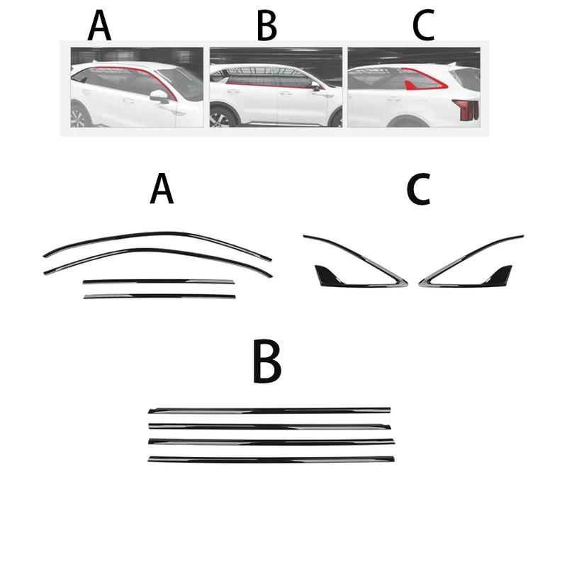 For Kia Sorento MQ4 -2026 Car Tuning Black Car Window Decorative Strip Cover D-pillar Trim Accessories