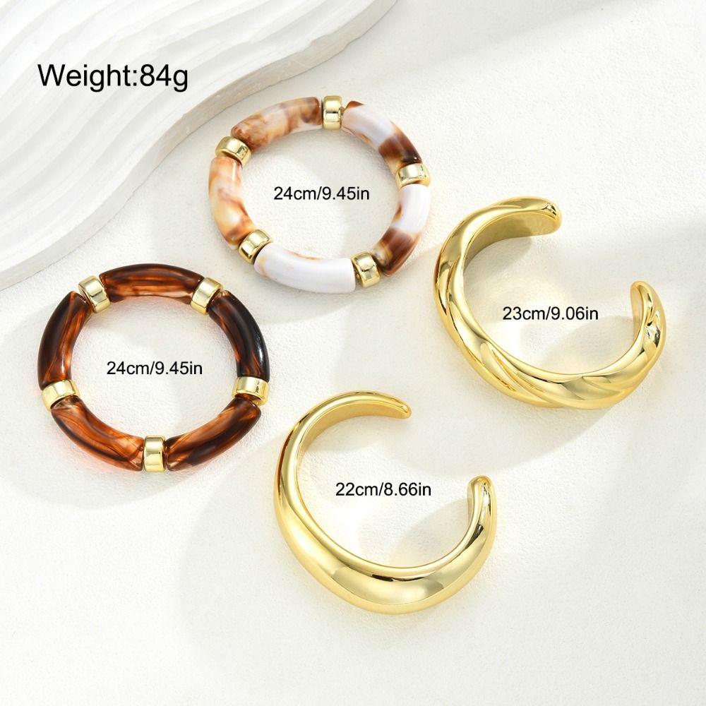 Punk Irregular Resin Bracelet Thickened Exaggerated Chunky Bangles New Cuff Bracelet Set  Women