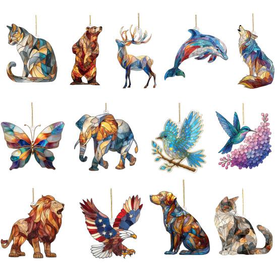 Colorful Animal Pendant Acrylic Suncatcher Window Hanging Ornament 2D Acrylic Printed Festive Decor