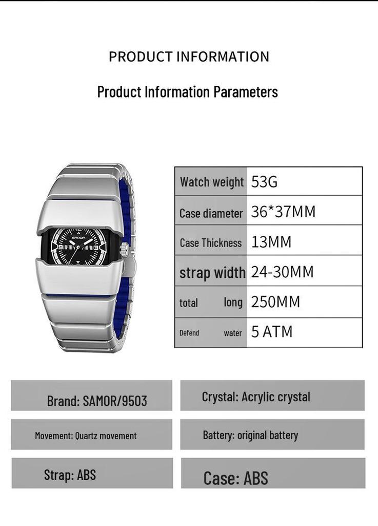 In-Stock Black Tech Y2K Alien Armor Retro Watch with Luminous High-End Finish