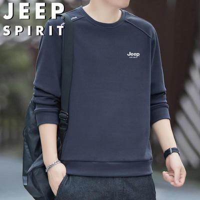 JEEP SPIRIT Herr Lös Passform Crewneck Sweatshirt