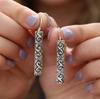 Geometric Carved Retro Silver Dangle Earrings for Women