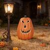 Decoração de Abóbora Iluminada de Halloween, Enfeite Assustador de Jack O Lantern para Vitrine, Adereço de Foto Infantil para Festa