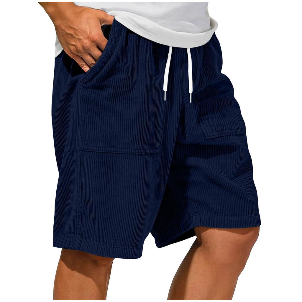 Men's Fashion Casual Retro Corduroy Laced Pants - Men's Large-Pocket Casual Sports Shorts