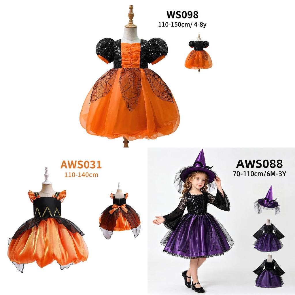 Halloween Princess Dress For Girls With Tulle And Bow For Kids Cosplay Party