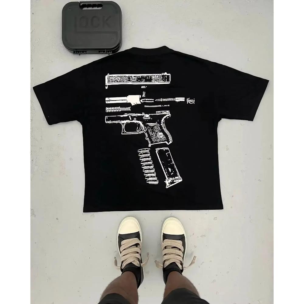 

Oversized TShirt Gothic Short Sleeve T Shirt Mens Harajuku Hip Hop inWe Trust Graphic Print Round Neck Cotton Tops M