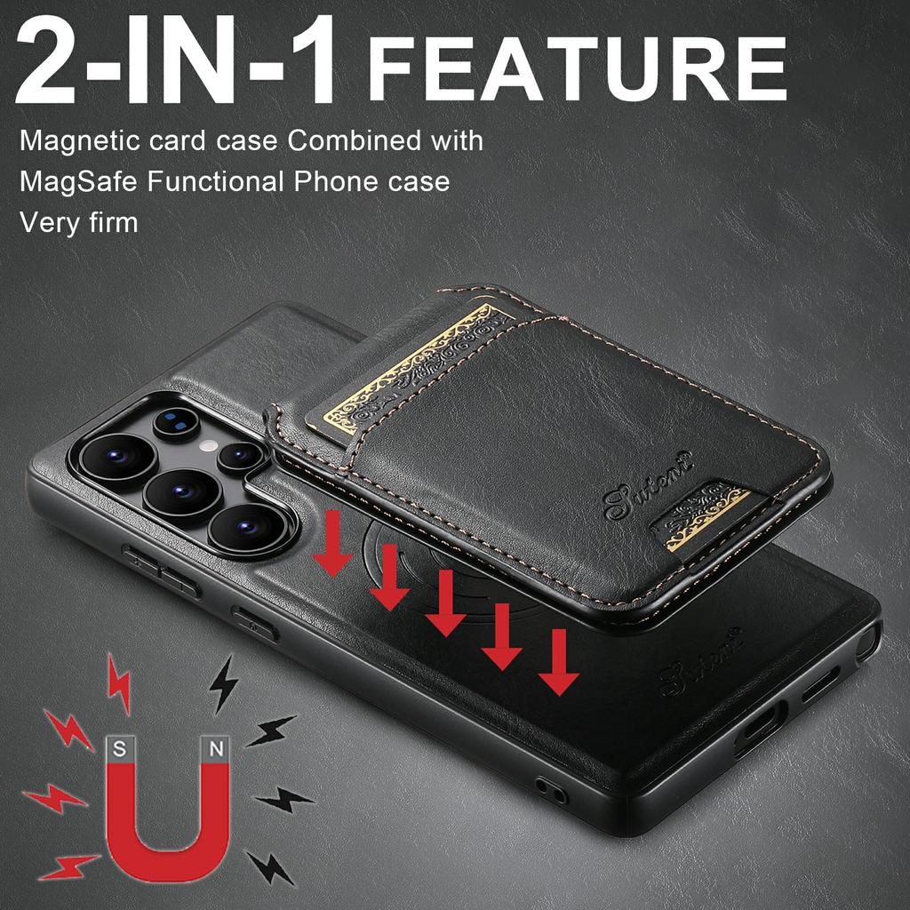 SUTENI H15 For Samsung Galaxy S25 Ultra Case Compatible with MagSafe Detachable Card Holder Phone Cover
