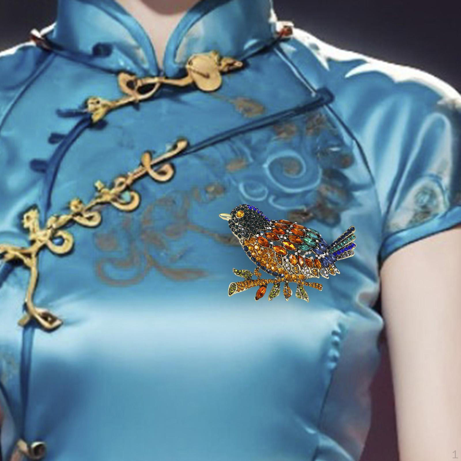 

Animal Birds Brooch Pin Rhinestone Jewelry Lapel for Bridal Women Wedding Colorful