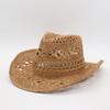 Popular Summer Straw Hat Breathable Sun Hat Hollow Hand Woven Cowboy Hat Beach Hat Jazz Top Hat