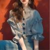 Summer Popular Trend Niche and Unique Top Stylish and Chic Super Good-looking Black and White Striped Ruffle Edge Shirt
