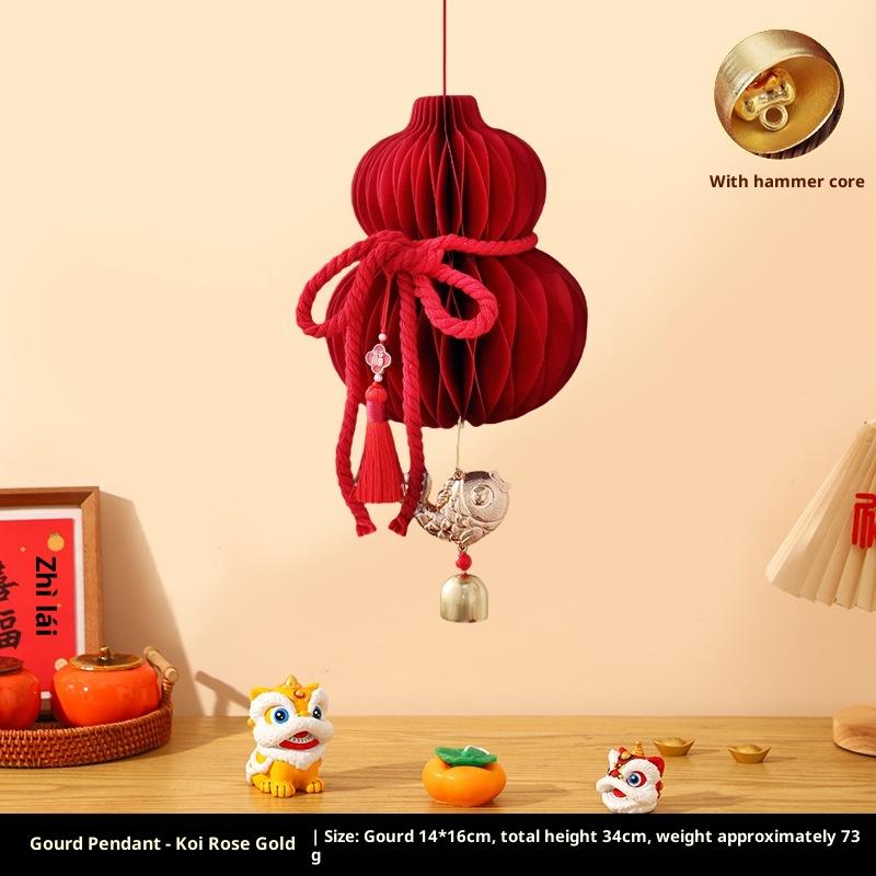 Red Paper Lanterns Xmas Navidad Ornament 2026 Christmas Tree Pendant 3D Honeycomb Hanging Decor
