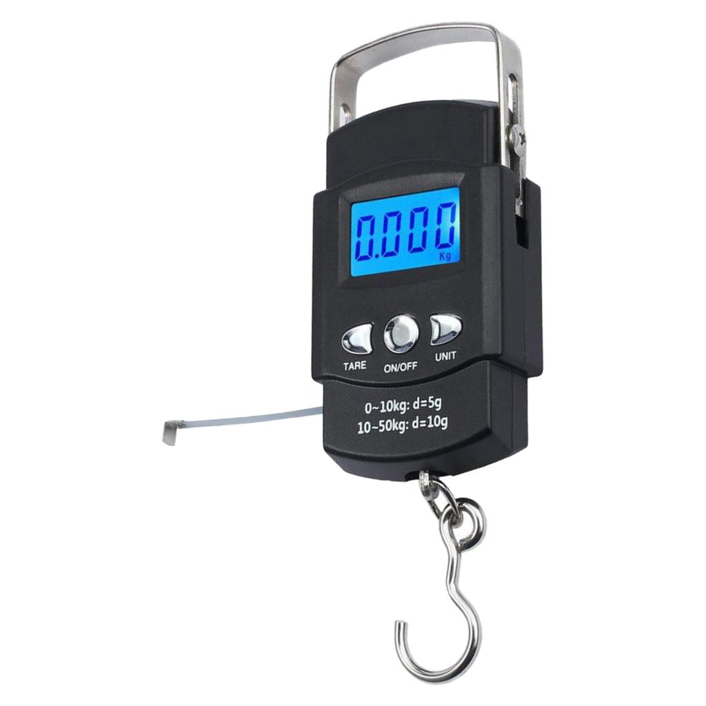 Fish Weighing Scale Luggage Scale Hanging Hook Fishing Scale with Measuring Tape Large Handle & Backlit LCD Display
