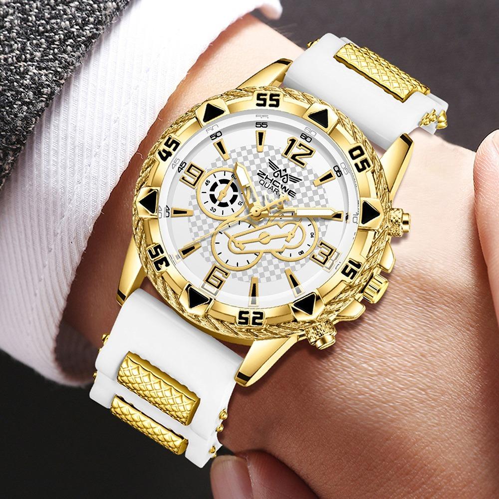 Men's Watch Blu-ray Glass Quartz Watch Classic Watch False Three-eye Digital Alloy Watch