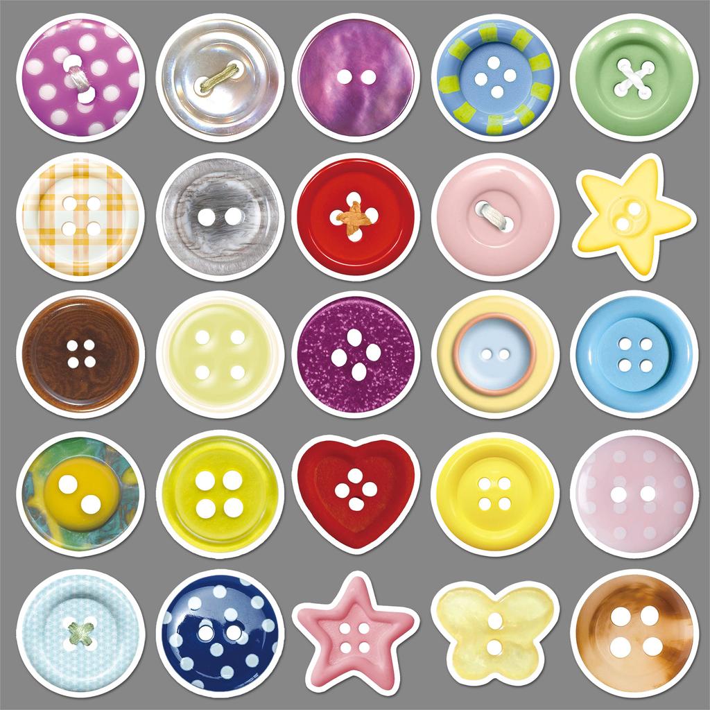 50 Colored Button Creative Stickers Personalized and Fresh Decorative Mobile Phone Laptop Gauze Stickers