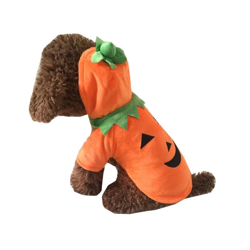 Halloween Dog Pumpkin Hooded Clothes Funny Transformation Clothes Holiday Polar Fleece Dog Clothes for Small Medium-sized Dogs