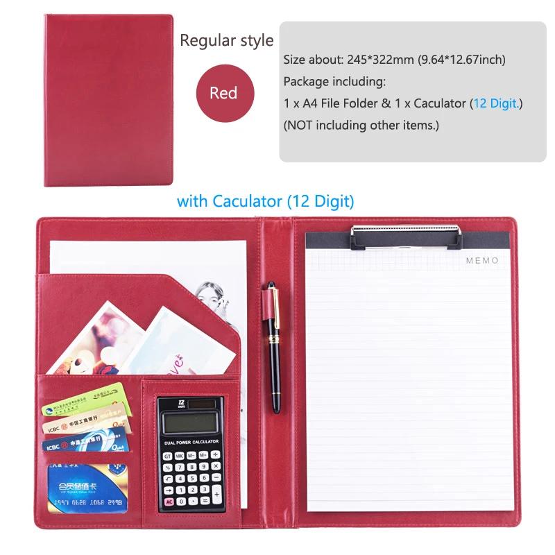 A4 Padfolio Man PU Padfolio File Folder Portfolio Business Document Holder Metal Clipboard Pad Document Organizer Holder Office