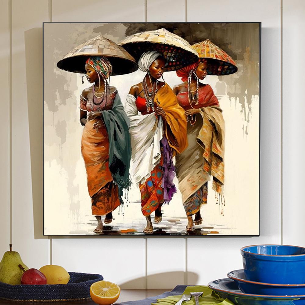 Arte Culturale Africana Etnica Stampe Poster Donna Nera Per Soggiorno Decorazioni per la Casa Ragazza Africana Astratta Pittura su Tela Arte da Parete