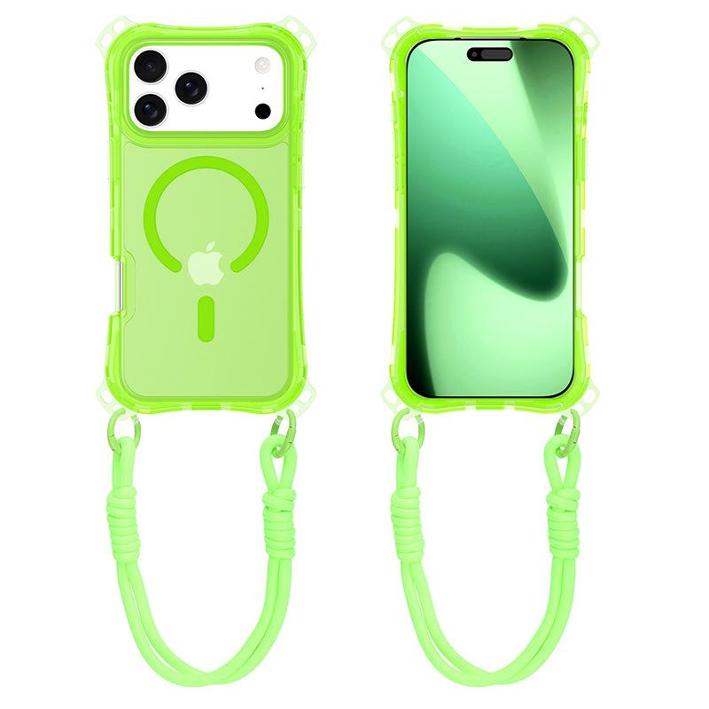 For Apple 17 Mobile Phone Case for IP17PROMAX Three-in-one Skin-sensitive Magnetic Phone Case Small Four-corner Lanyard