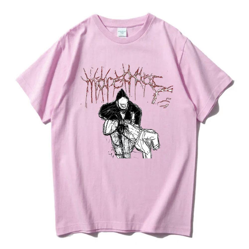 Men Tees Ken Carson More Chaos Album T-shirt Cotton Round Neck Fashion Tshirts Hip Hop Unisex Streetwear Graphic Clothing