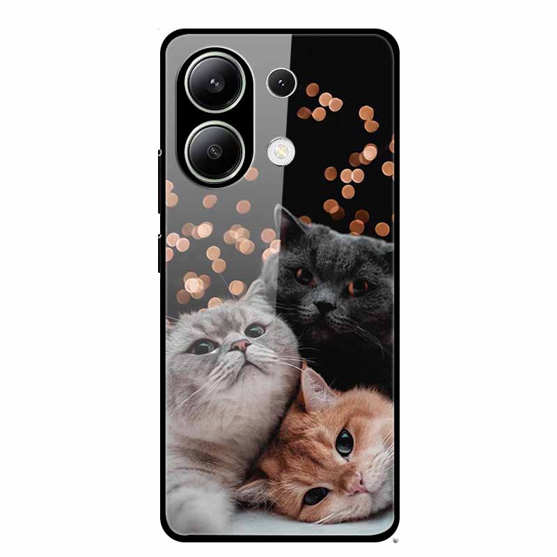 Glass Back Cover For Xiaomi Redmi Note 13 Case Note13 Pro Coque Hard Tempered Glass Case For Redmi Note 13 Pro Case Soft Bumper