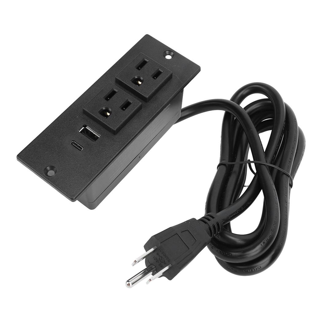 Conference Recessed Power Strip Table Socket Furniture Outlet PD 20W Fast Charging 2 USB Ports 1.5m Cord