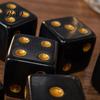 Black Gaming Dice 5/10/15Pcs 16mm with Golden Dots, 6-Sided Acrylic Board Game Set, Classic Tabletop Accessories Crack Resistant