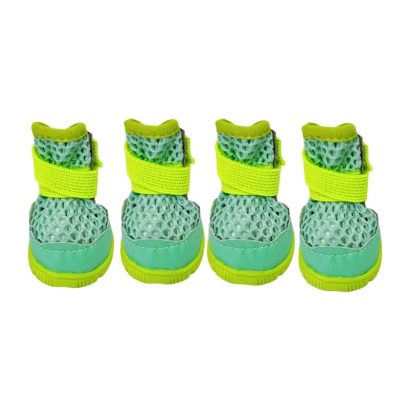 Puppy Paw Covers for Walking with Breathable Textile Upper, Textured Base, Toe Guard, Ankle Bands, Four Piece Pairing