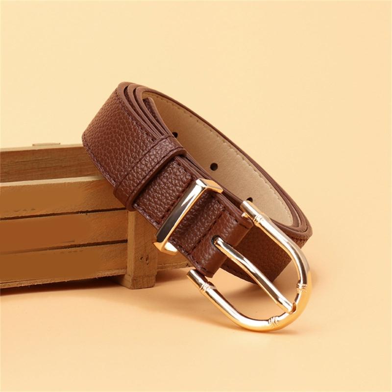 Women's Fashion Belt Bamboo Clasp Design Sash Adjustable Faux Leather Waist Strap for Casual and Formal Outfits
