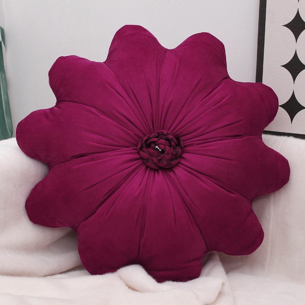 Soft Sunflower Throw Pillow Dutch Velvet Bedroom Pillow Minimalist Round Pillow  Couch Accessory