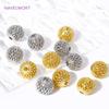 18K Gold Plated Hollow Spherical Spacer Beads Brass Round Loose Beads,Separators For Beads,DIY Beading Jewelry Making Findings