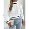 Women S Casual Color Block Half High Neck Waist Tightened Lantern Sleeve Sweater