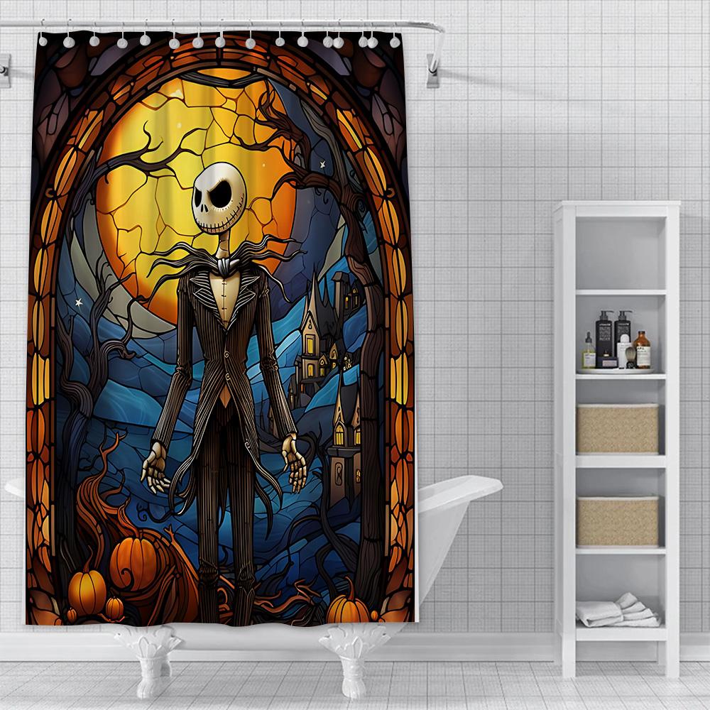 Dusche Jack Skellington Vorhang Wasserdicht Polyester Stoff Farbe Bunt Badezimmervorhänge Haus Badezimmer Dekor Vorhang Mit Haken