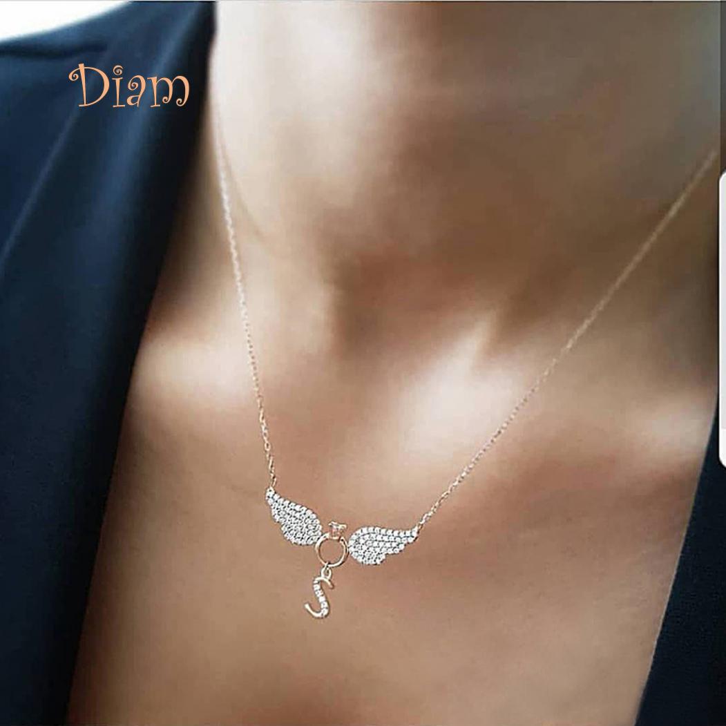 

Мисс сахарный горный хрусталь, инкрустированная буква S, подвеска в виде крыльев ангела, цепочка, ожерелье, женские украшения