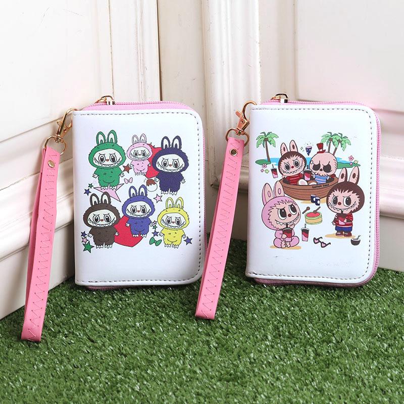 Cartoon Anime Periphery Labubu with Card Storage Bag for Boys and Girls Handheld Wallet