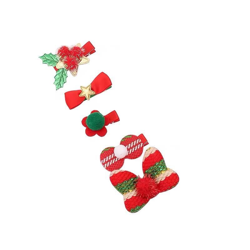 Christmas Hair Clip Set: Santa, Tree & Bow Korean Style Clips