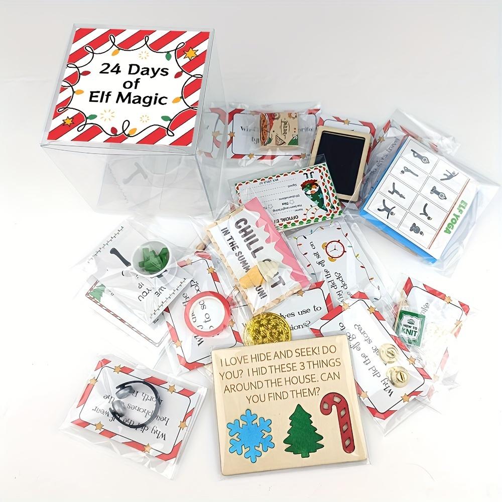 24 Tage Zauberwitze-Set – Adventskalender-Überraschungsset mit Requisiten für das Feiertags-Versteckspiel, festlichen Rätseln und Weihnachtsdekorationen (Kein Spielzeug)