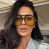 Luxury Brand Designer Oversized Pilot Sunglasses Women For Men  Popular Vintage Sun Glasses Punk Double Bridge Eyeglasses