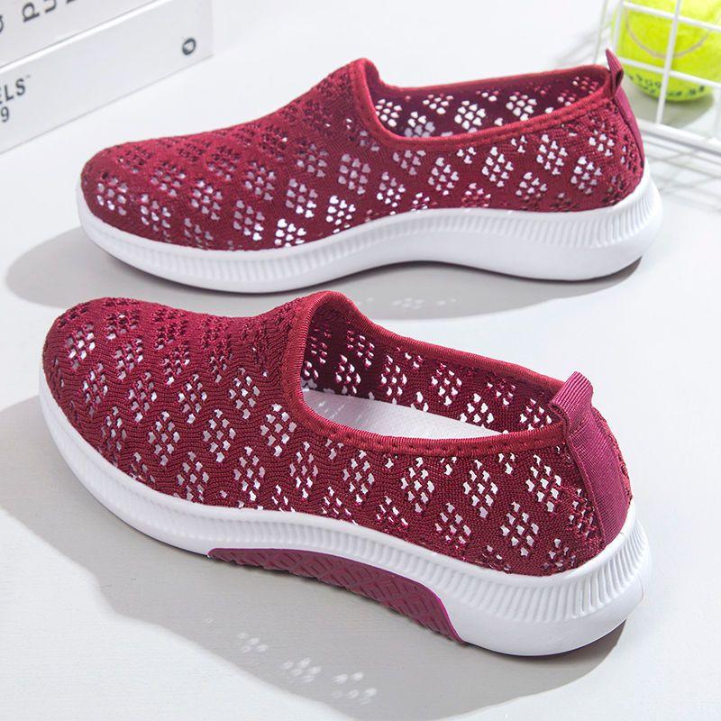 Summer Cloth Shoes Women's Mesh Shoes Breathable Mesh Casual Shoes Soft Soles Non-slip Women's Shoes One-footed Shoes