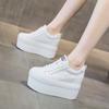 Versatile little white shoes women's spring 2025 new thick-soled inner height increase low-top lace-up round head casual fashion muffin